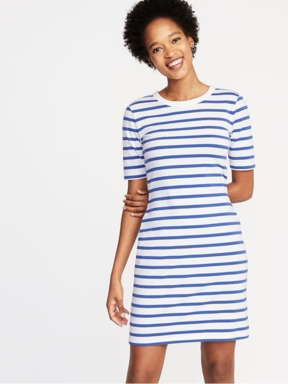 Old Navy Blue and White Striped Casual Dress